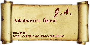 Jakubovics Ágnes névjegykártya