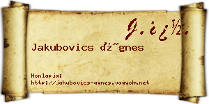 Jakubovics Ágnes névjegykártya