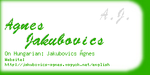 agnes jakubovics business card